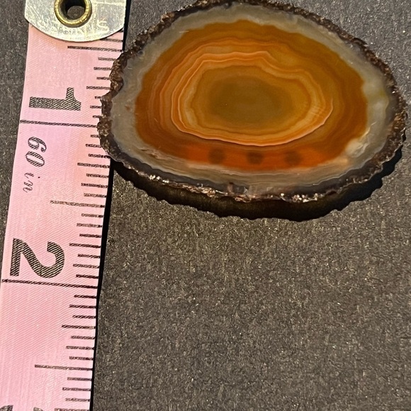 Agate Natural Crystal Stone Brown Orange Brooch Pin - Picture 5 of 9